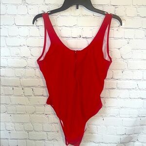 XL Red One-Piece Swimsuit by Shekini ZIPPERED front. NWT Plus size Stunning red